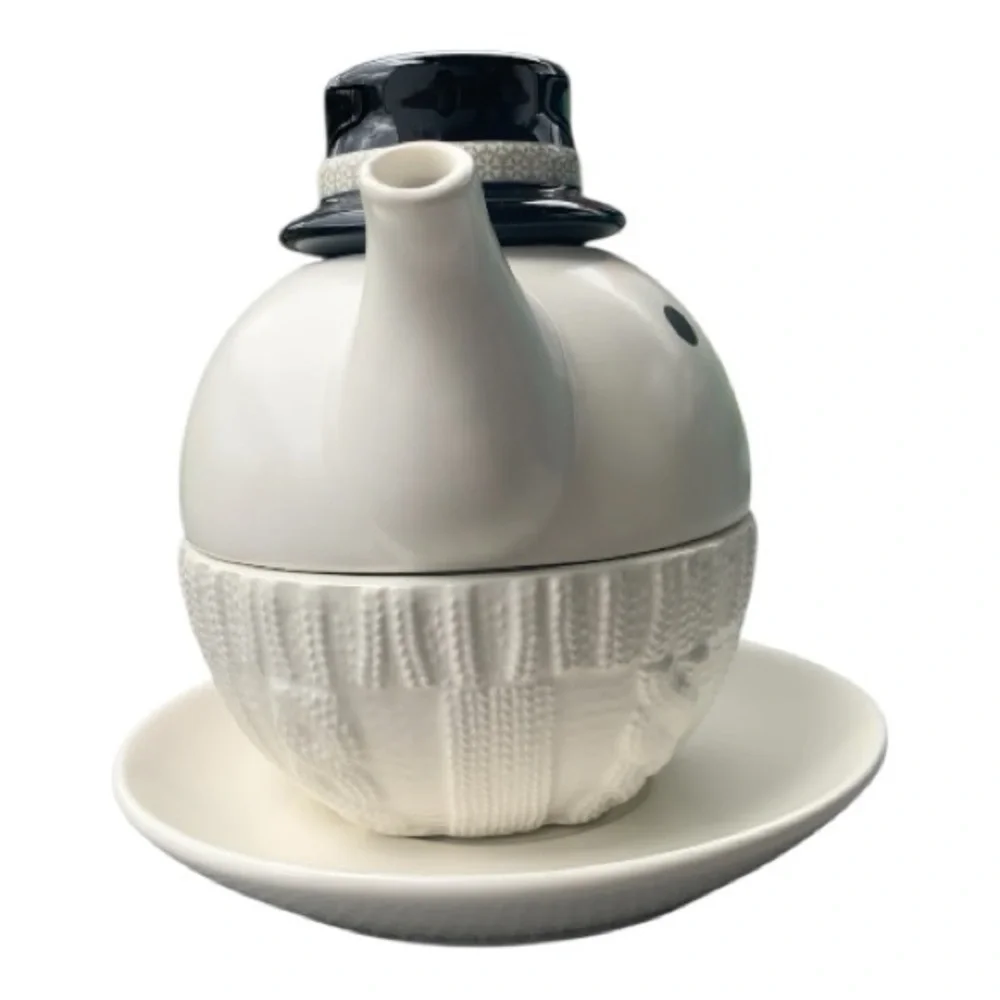 Hallmark Festive Holiday Snowman Teacup‎ Set Collectible Microwaveable